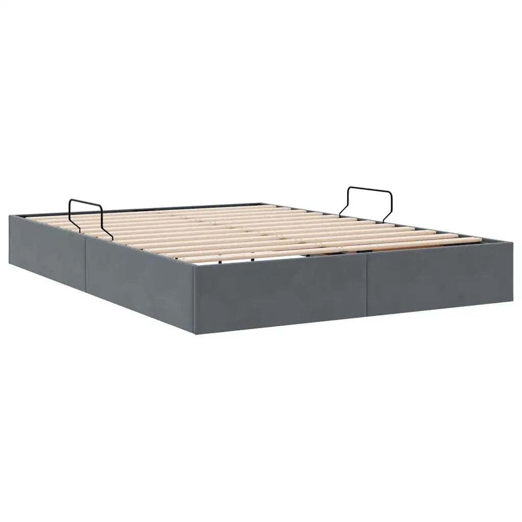 Letto con Contenitore Grigio Scuro 135 x 190 cm Velluto 3370126