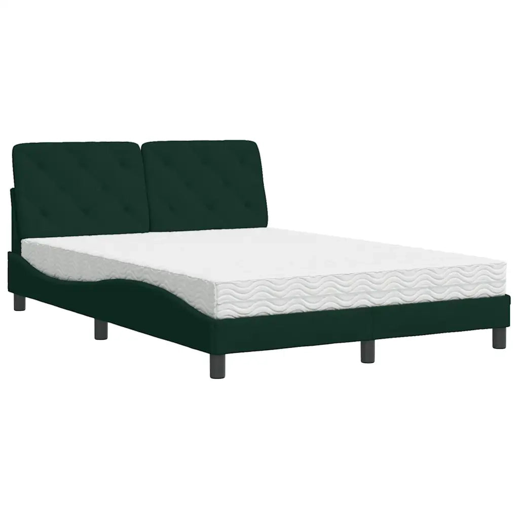 Letto con Materasso Verde Scuro 120x200 cm in Velluto 3208649