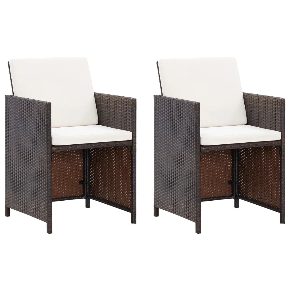 Set Sedie da Giardino e Poggiapiedi 4 pz | Sedie da Esterno in Polyrattan Marrone