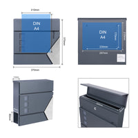 Cassetta postale con vano portagiornale V48 antracite + inox 370 x 105 x 370 mm