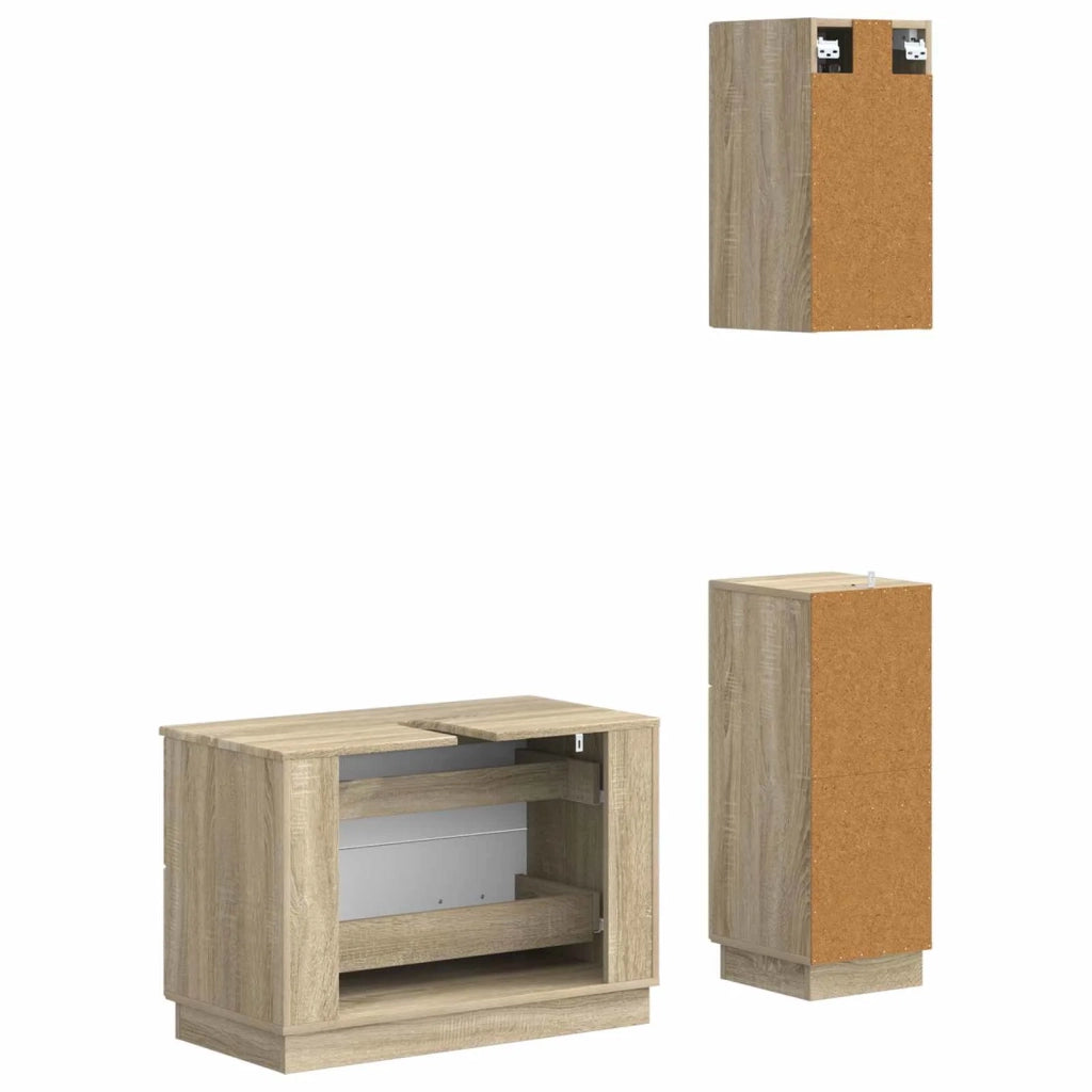 Set di armadietti da bagno in 3 pezzi HOORN Rovere Sonoma 3417794