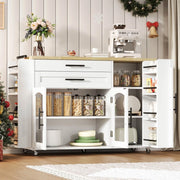 Isola Cucina Mobile con Piano Pieghevole ¨C Xylo ¨C 5 Ruote, Cassetto, Ripiano, 120x45x90 cm