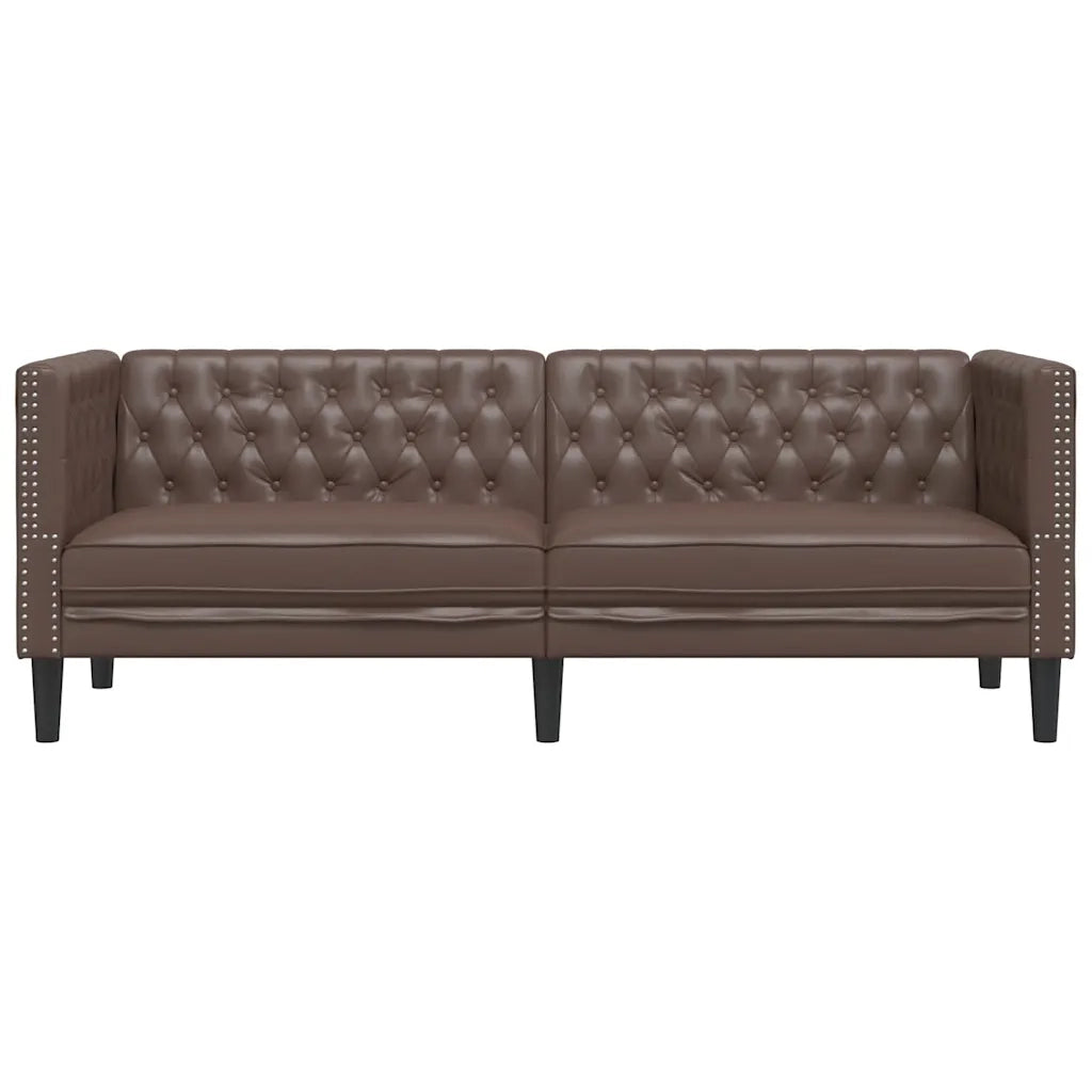 Divano Chesterfield a 3 Posti Marrone in Similpelle 372668