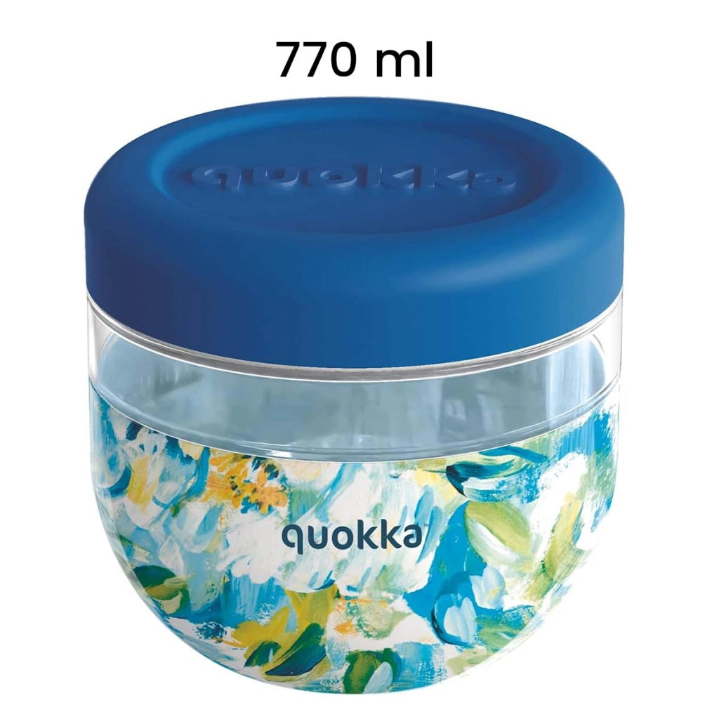 Contenitore Alimentare con Motivo Peonie 770ml con Coperchio Antiscivolo Blu Quokka