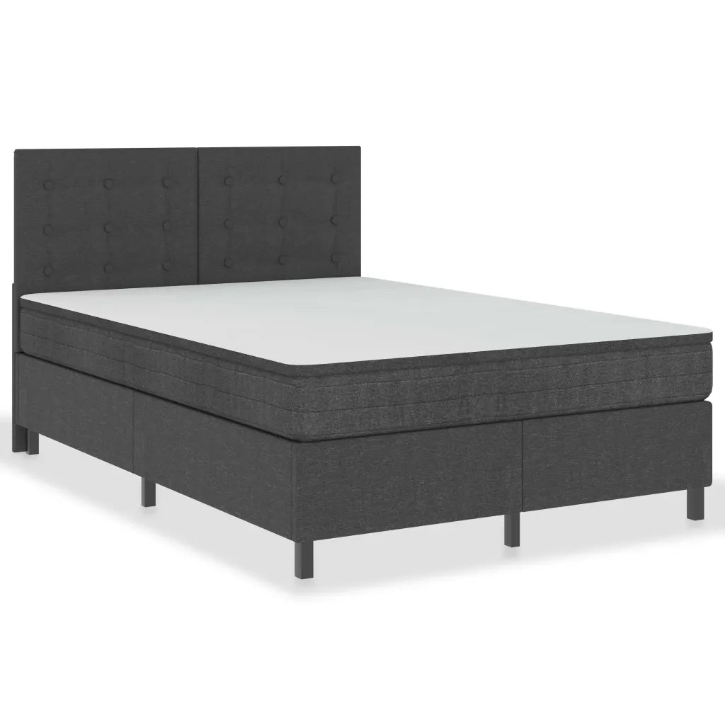 Letto a Molle Grigio Scuro in Tessuto 140x200 cm