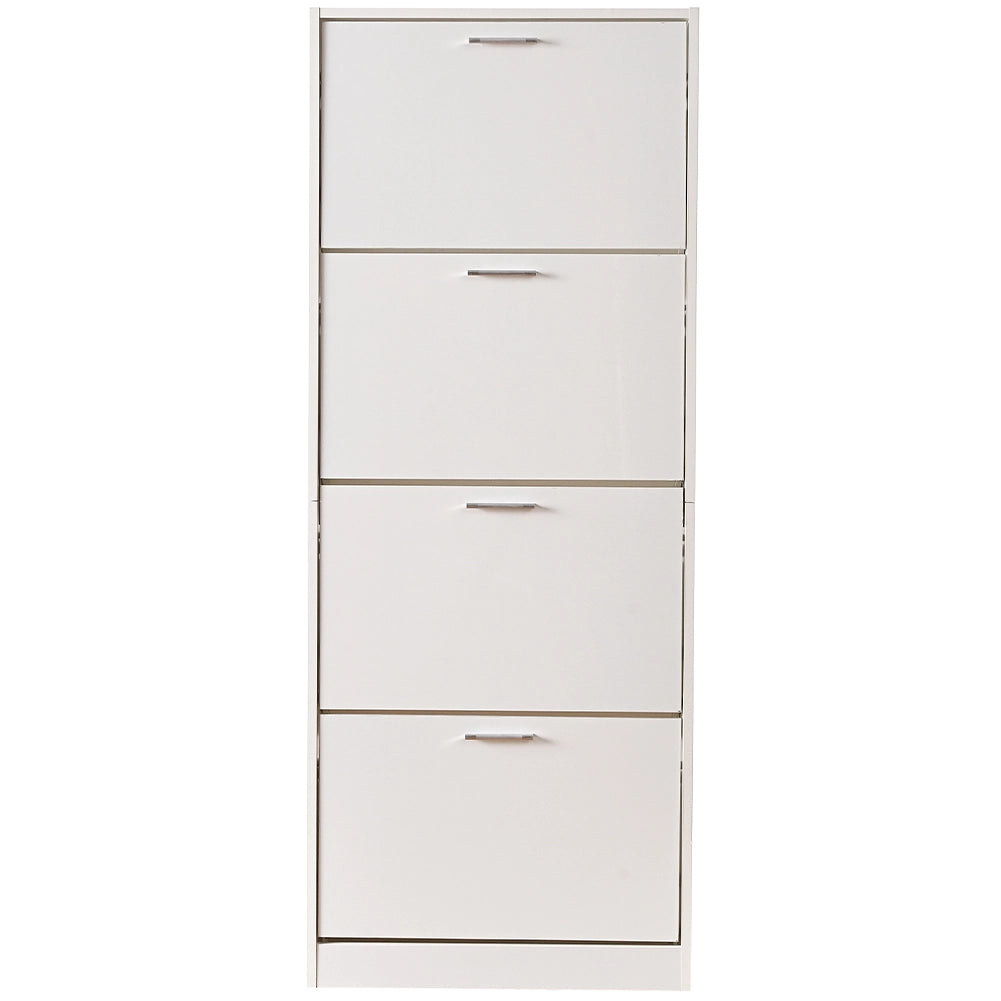 Scarpiera 4 Ante Ripiani Doppia Profondità Porta Scarpe Bianco Lucido 59x169 cm