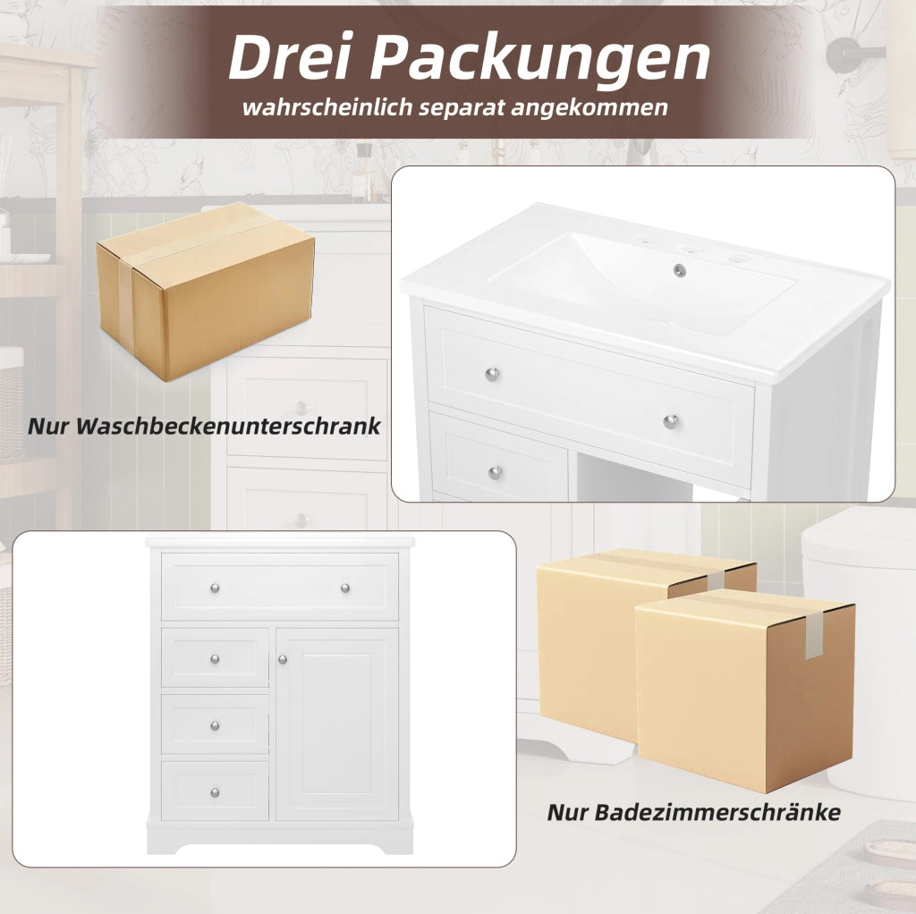 Mobile bagno da terra con lavabo 76x46x87 cm bianco
