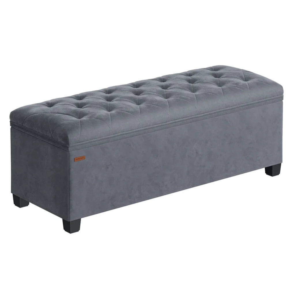 Pouf/pouf contenitore/poggiapiedi 40 x 110 x 40 cm testata letto cubica con contenitore portata fino a 300 kg per soggiorno camera da letto ingresso grigio 12_0007722