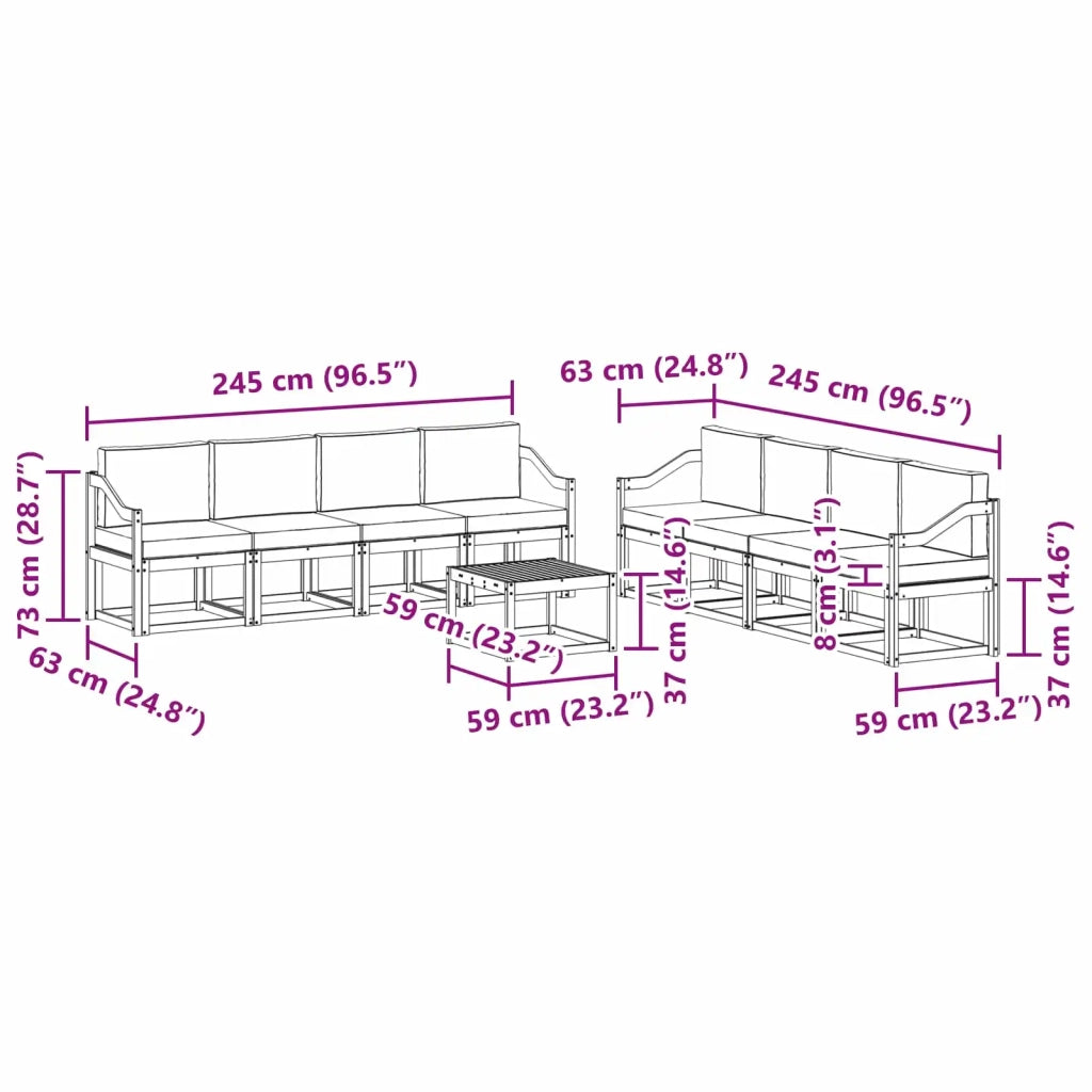 Set di divani da esterno 9 pz Bianco e Antracite 3387436