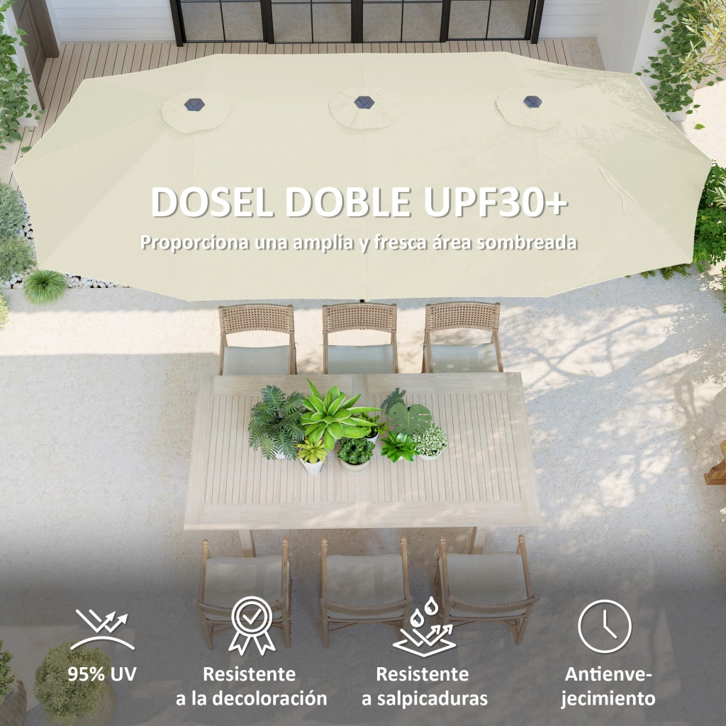 Ombrellone Doppio da Giardino ¨C zephmum ¨C Crema 4x2,2 m