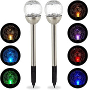 Set di luci a luce variabile con energia solare, finitura vetro spezzato, compreso piastrino di base - argento
