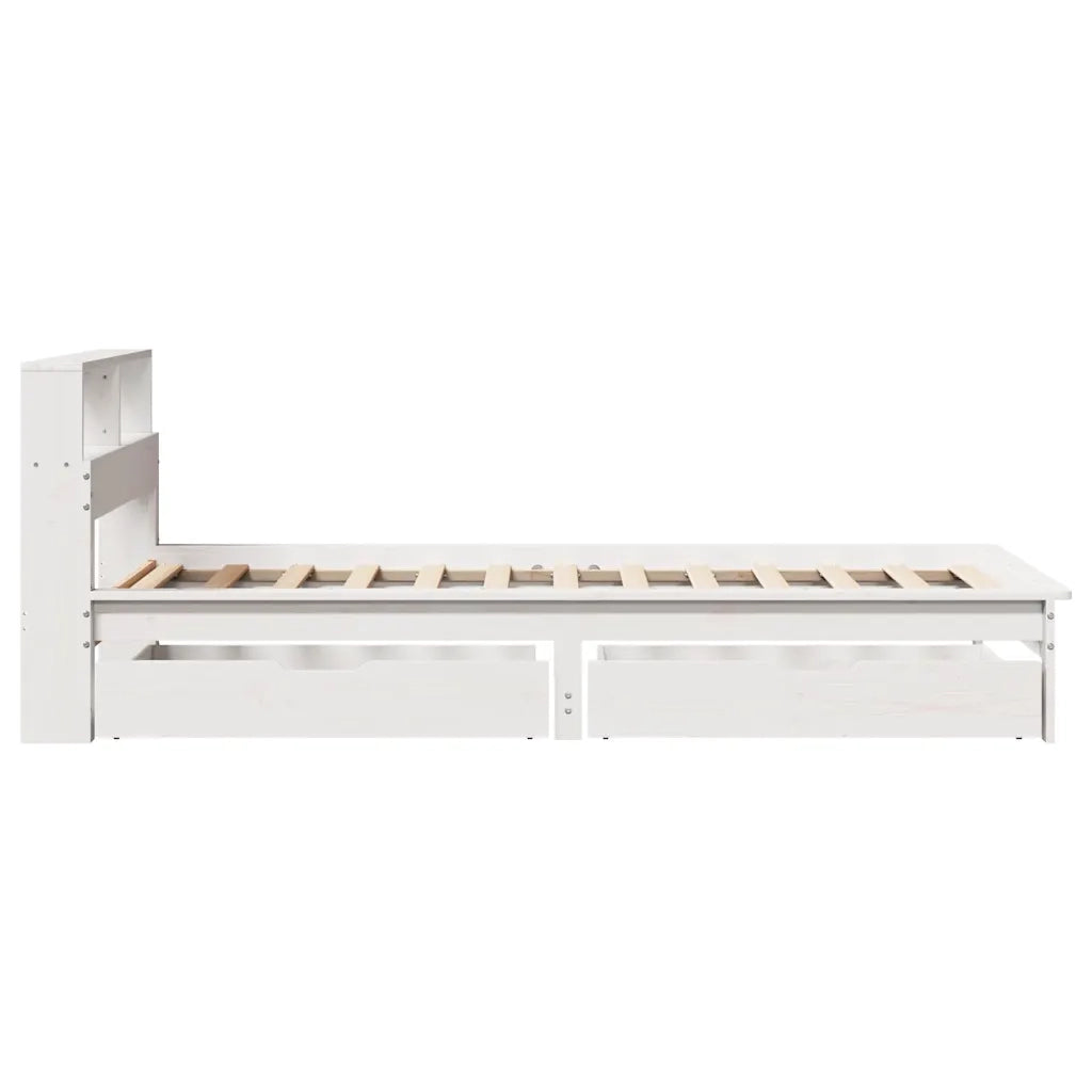 Letto Libreria senza Materasso Bianco 100x200 cm Legno di Pino 3309816