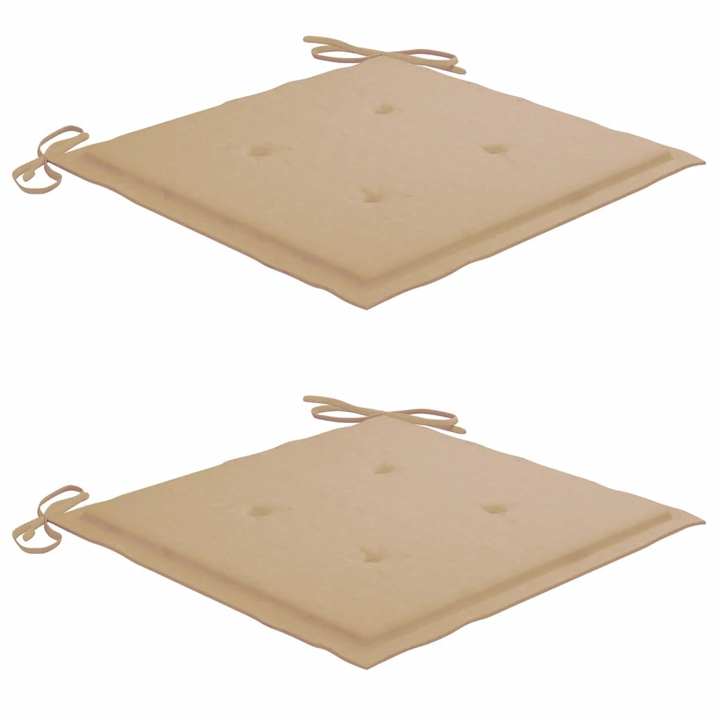 Sedie da Giardino 2 pz con Cuscini Beige Massello di Teak 3062733