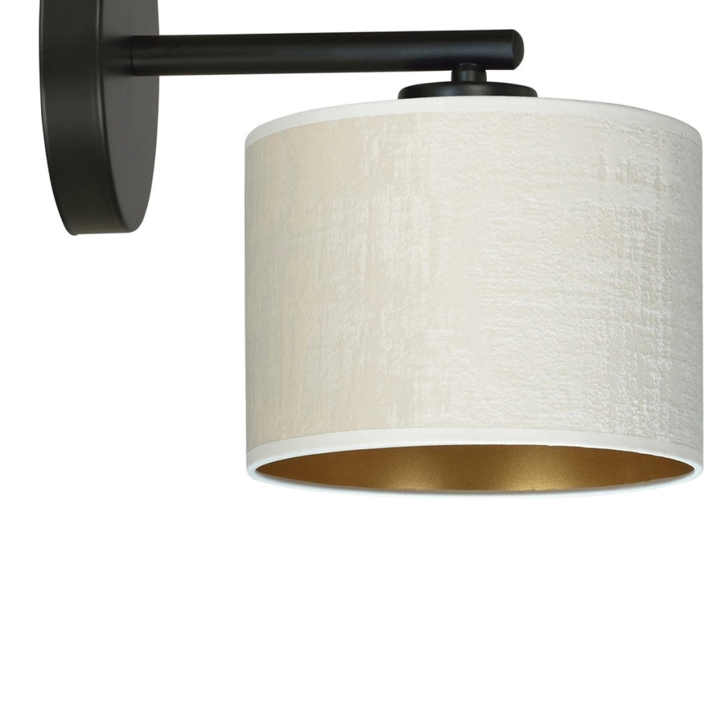 Applique Hilde in acciaio nero con paralume bianco
