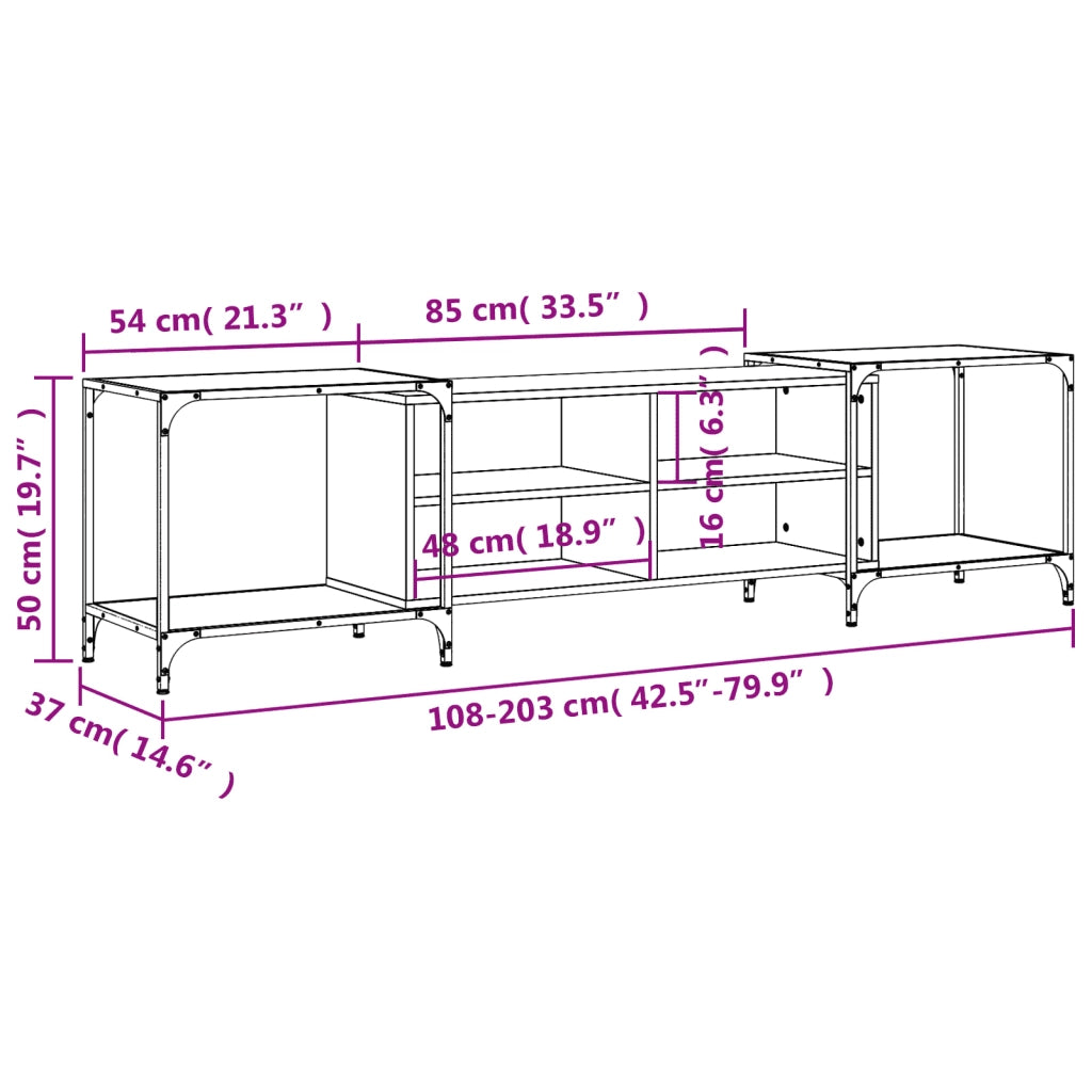 Mobile TV | Armadietto TV | Mobile Porta TV Grigio Sonoma 203x37x50 cm in Legno Multistrato