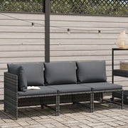 Set Divani da Giardino 3 pz | Set Salotto da Giardino con Cuscini in Polyrattan Grigio