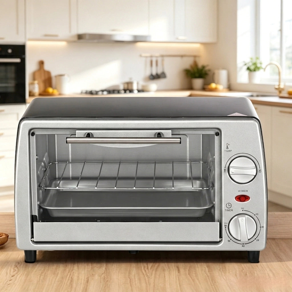 Mini Forno Elettrico 10 L con Temperatura 100-230°C; Timer 60 Min; Teglia e Griglia Regolabile