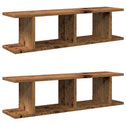 2 pz Mensole da Parete | Scaffali a Parete | Ripiano a parete Legno Vecchio 75x18x20 cm in Truciolato