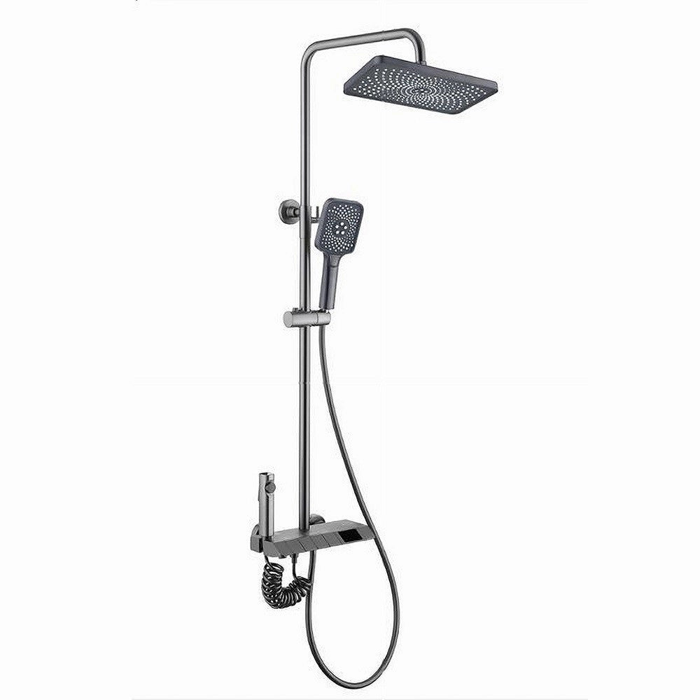 Trade Shop - Set Saliscendi Doccia Colonna Bagno Rubinetto Soffione Doccetta Bidet Grigio 87347 -