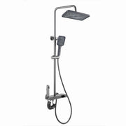 Trade Shop - Set Saliscendi Doccia Colonna Bagno Rubinetto Soffione Doccetta Bidet Grigio 87347 -