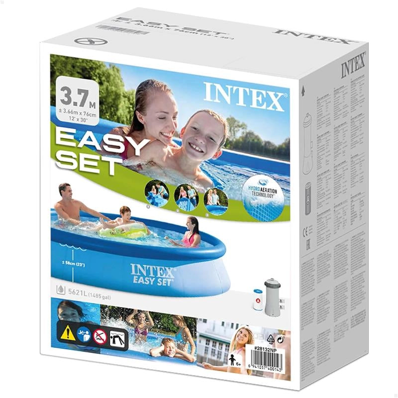 INTEX 28132NP – PISCINA FUORI TERRA EASY SET ROTONDA, POMPA FILTRO 2006 L/H, 5621 L, PVC, AZZURRO, 366X76 CM