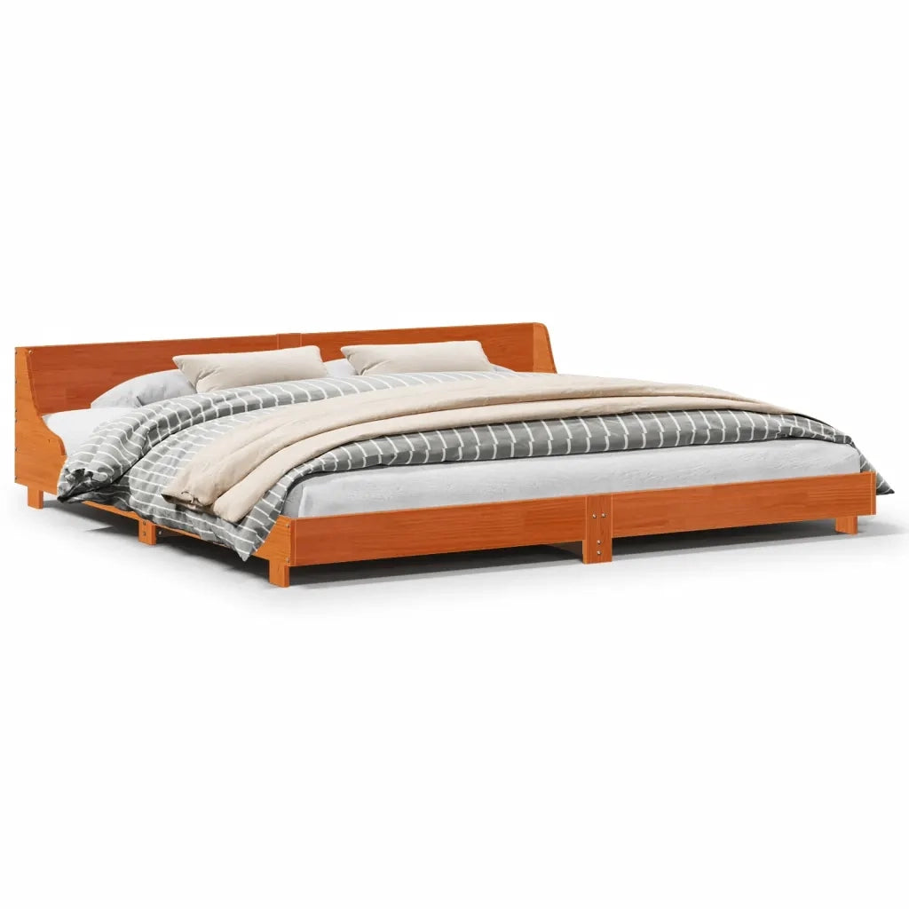 Letto senza Materasso Marrone Cera 200x200 cm in Legno di Pino 3302269