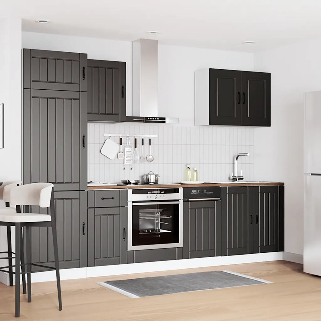 vidaXL Set Mobili da Cucina 7 pz Lucca Neri Legno Multistrato