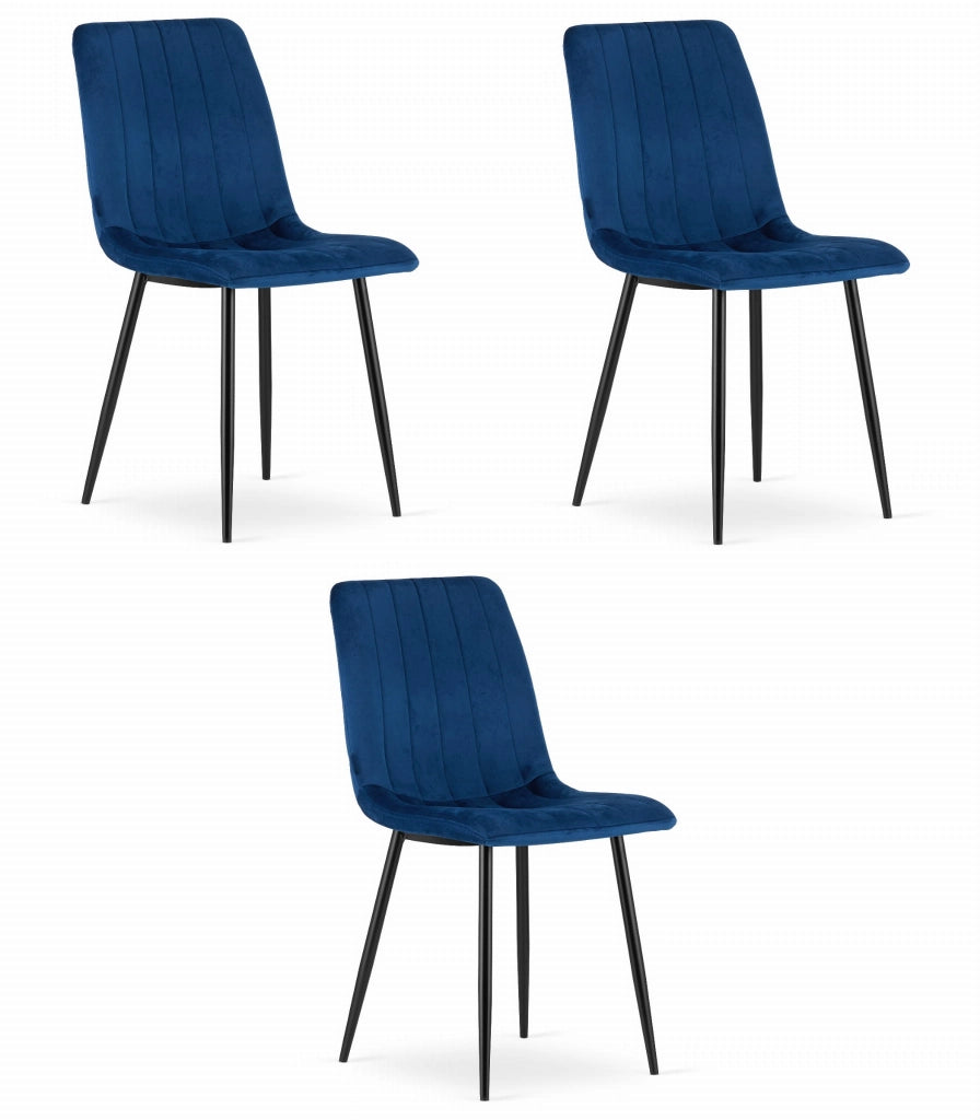 Sedia VALORA JEWA - Design ergonomico in velluto blu navy x 3