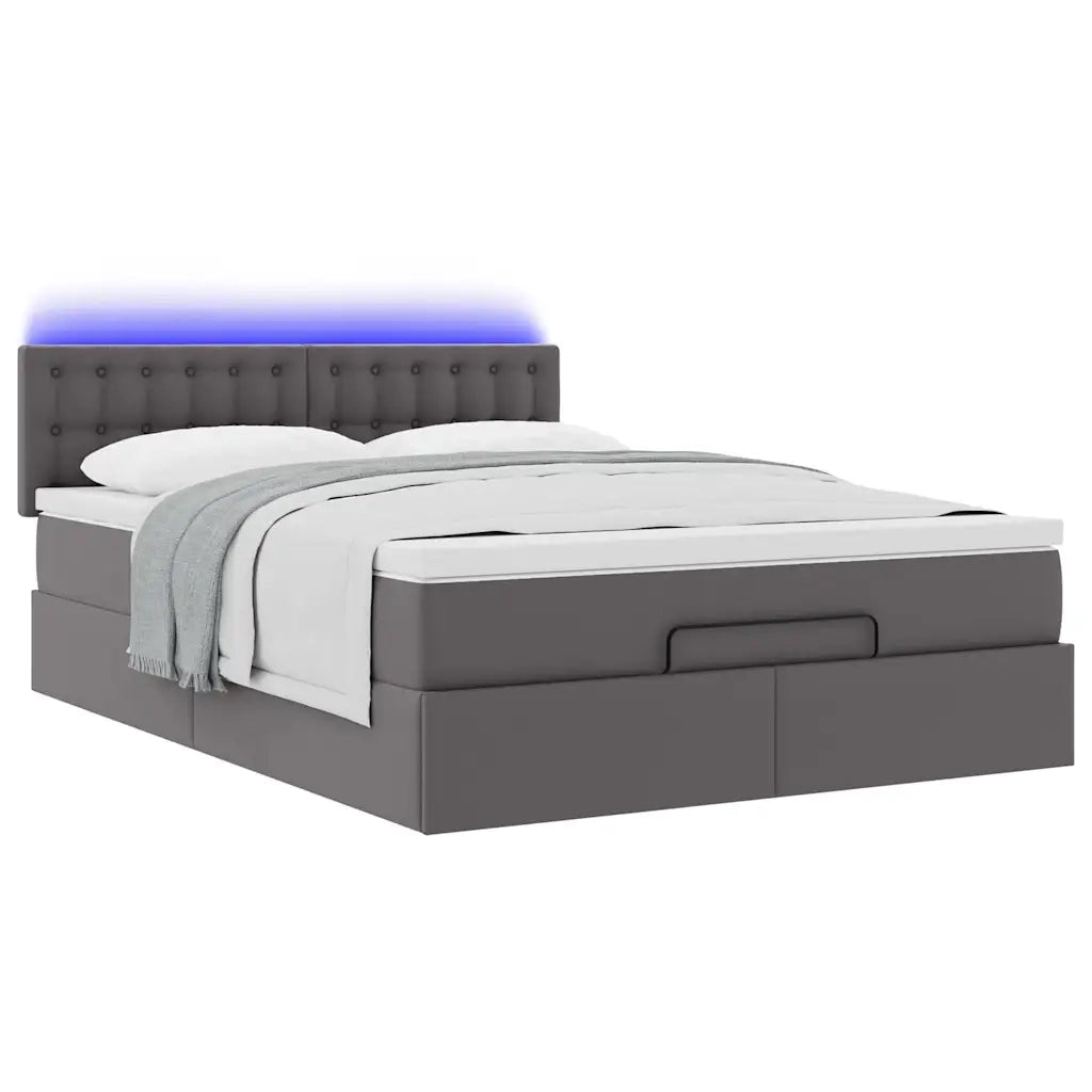 Pouf Letto con Materassi e LED Grigio 140x190cm Similpelle 3312155