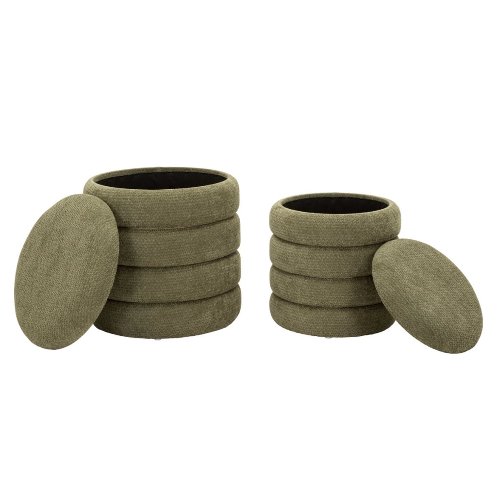 Set di 2 pouf contenitore in stile nordico verdi