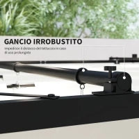 Gazebo Pergola 3x3 m con Tettuccio Retrattile, 8 Viti e 8 Picchetti, in Poliestere 180g e Metallo, Bianco Crema