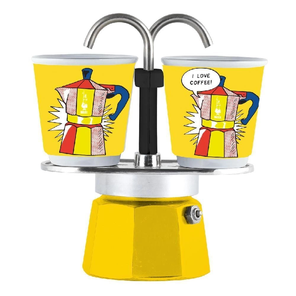 Bialetti 0001405-MR Mini Express Macchina da Caffe' Manuale 2 Tazze 90 ml Alluminio colore Giallo