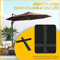 Base per Ombrellone Rettangolare 80x60x19 cm Riempibile con Acqua e Sabbia 70-90 kg in HDPE Nero