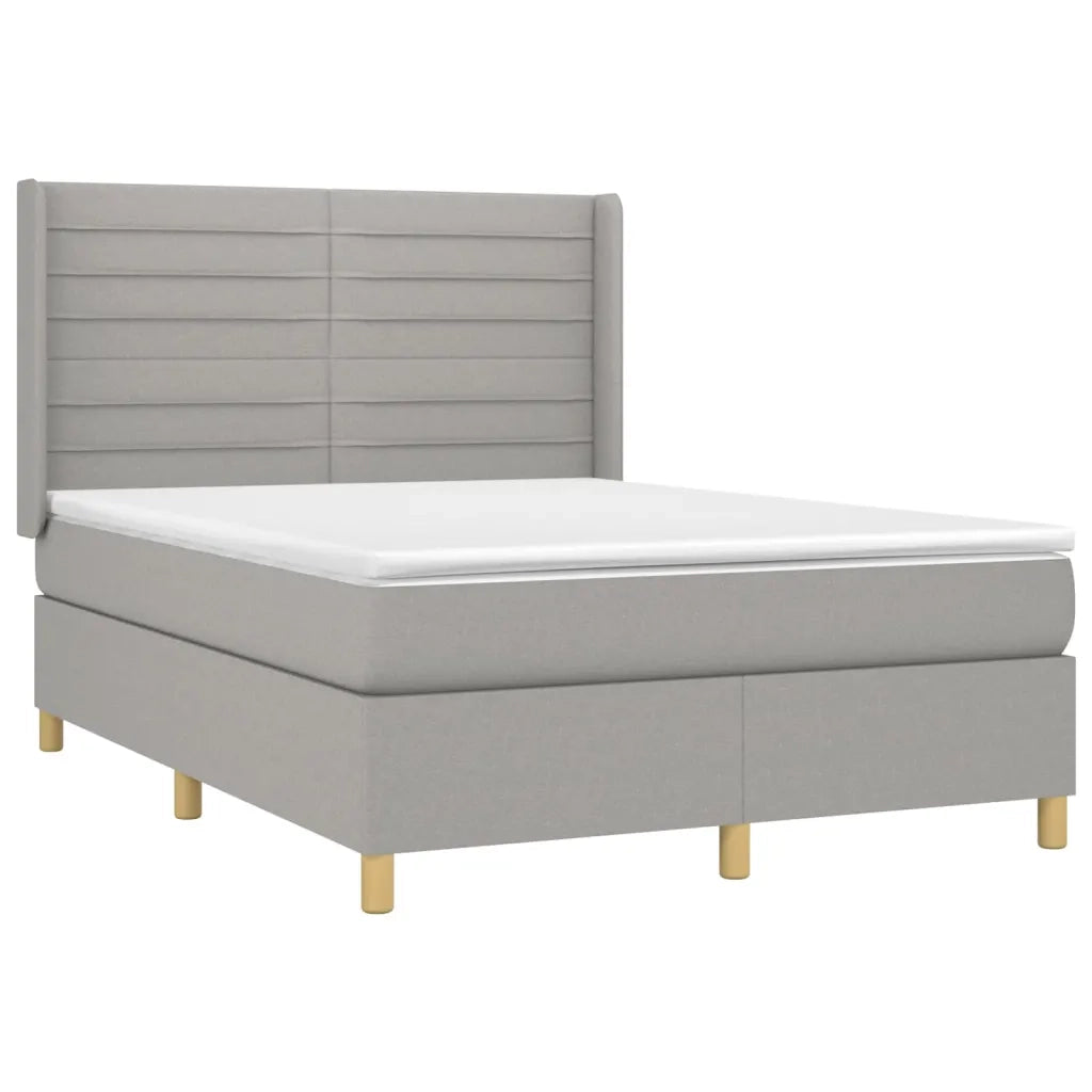 Letto a Molle Materasso e LED Grigio Chiaro 140x200 cm Tessuto