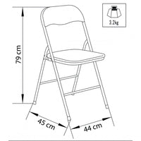 Sedia da Giardino Pieghevole Slim 44x45x79 h cm in Acciaio Nera Opaca