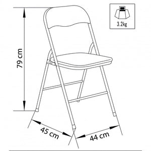 Sedia da Giardino Pieghevole Slim 44x45x79 h cm in Acciaio Bianca Lucida