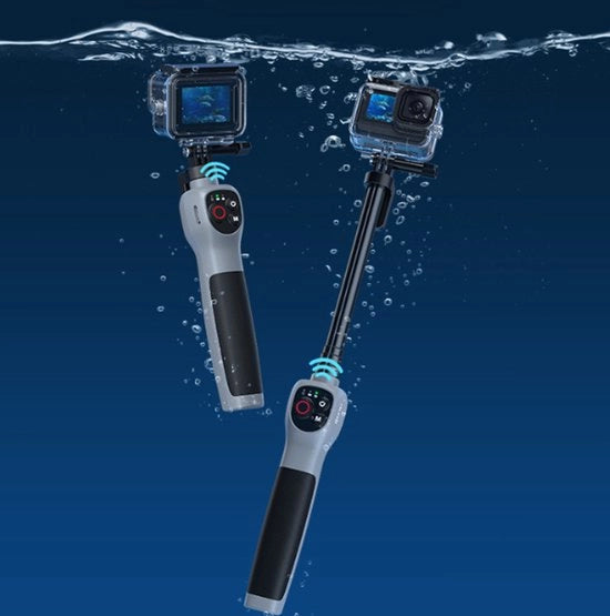 Selfiestick subacquea con comando a distanza Bluetooth integrato, impermeabile e retrattile, 1 ora di ricarica, 21 ore di registrazione, adatto per immersioni, surf, snorkeling, compatibile con GoPro Hero 13 12 11 10 9