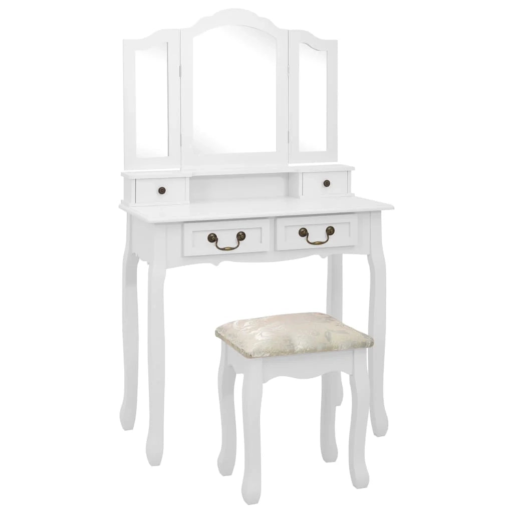 Set toeletta con sgabello 80 x 69 x 141 cm bianco 02_0006222