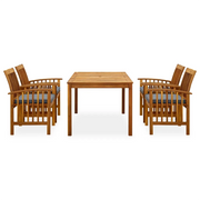 Set da Pranzo da Giardino 5 pz con Cuscini Massello di Acacia 3058088