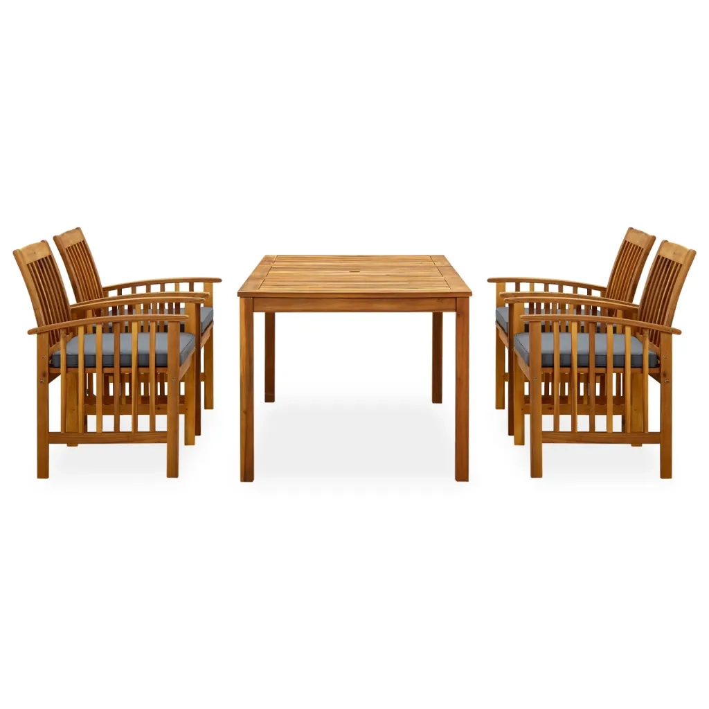 Set da Pranzo da Giardino 5 pz con Cuscini Massello di Acacia 3058088