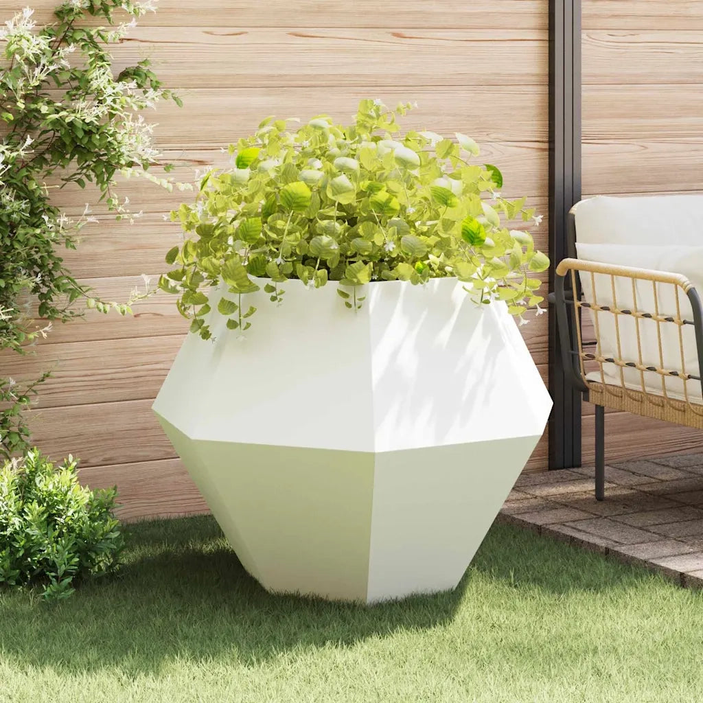 2 pz Fioriera | Cassetta per fiori | Vaso Bianco 100 x 100 x 80 cm Acciaio