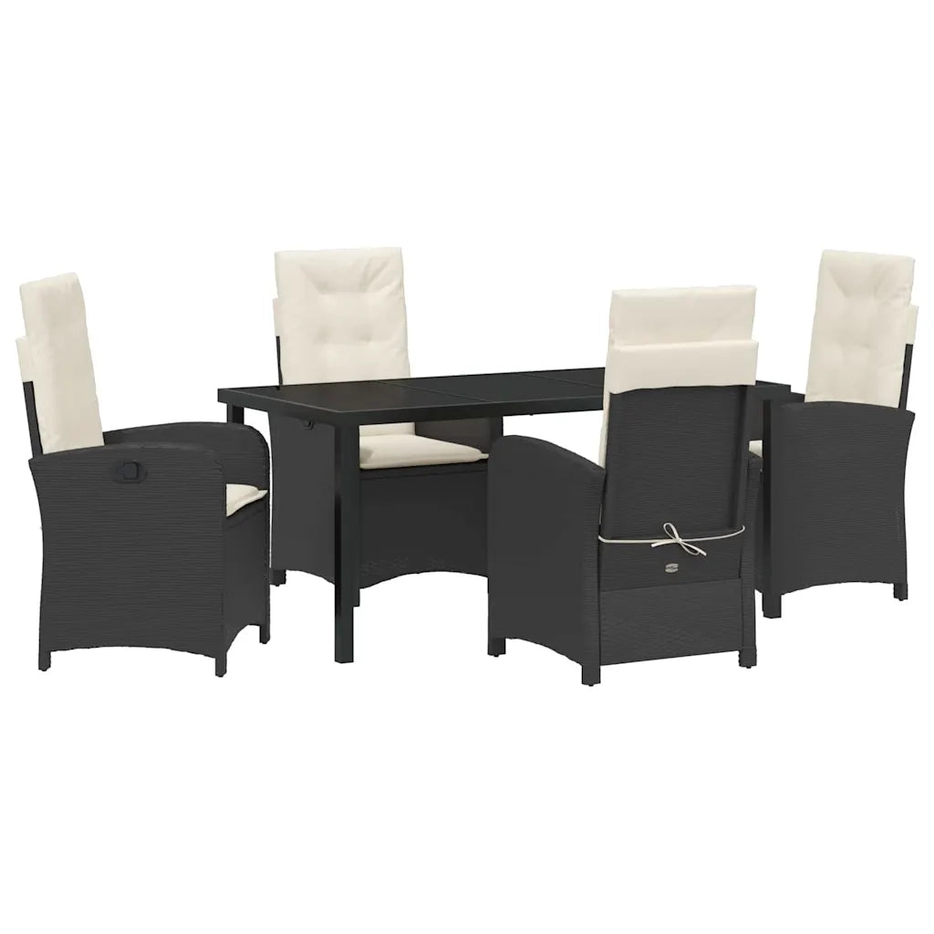 Set da Pranzo per Giardino con cuscino 5 pcs Nero polyrattan 3380256