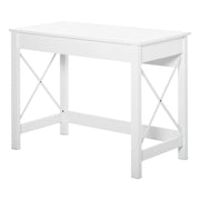 Scrivania porta PC dal Design Moderno e Minimal, in Legno e Acciaio, 105x50x76 cm, Bianco