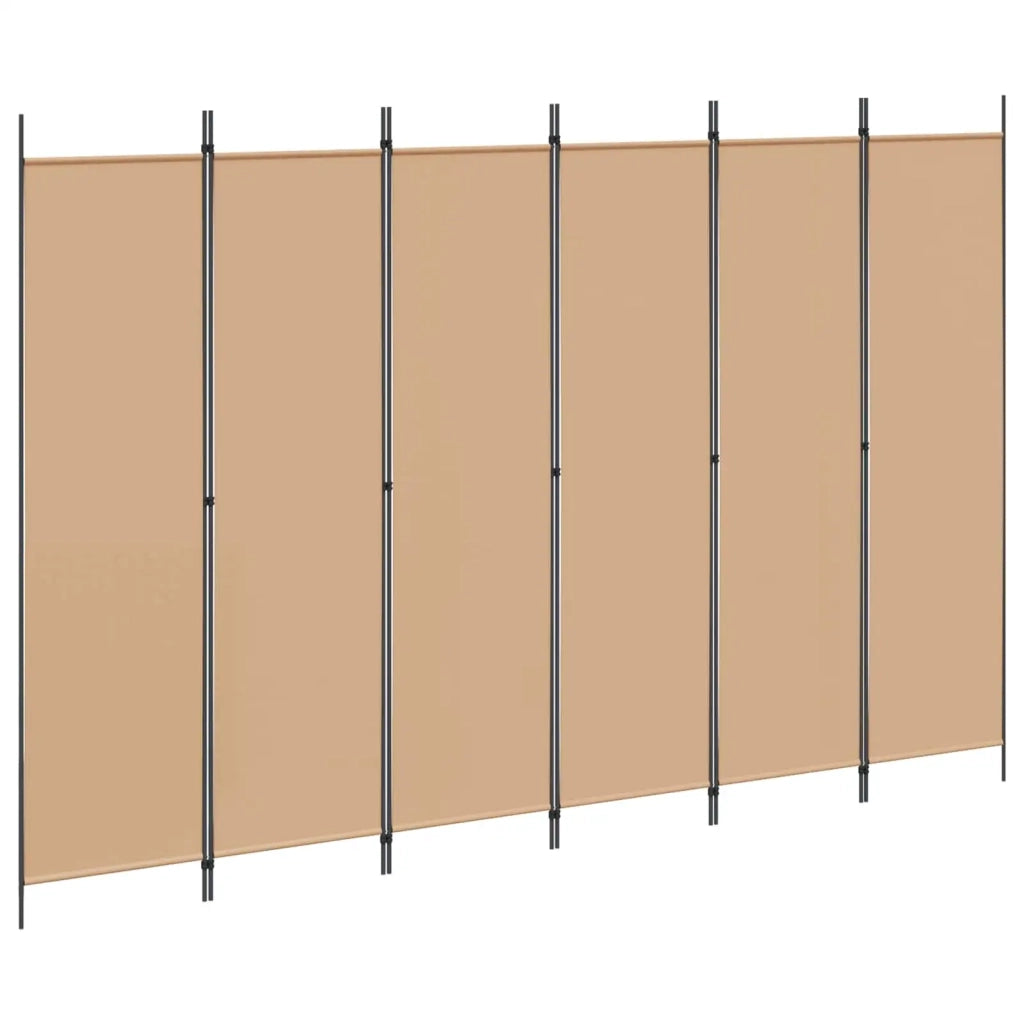 Divisore per Stanza | Paravento | Divisorio Ambienti a 6 Pannelli Beige 300 x 200 cm Tessuto