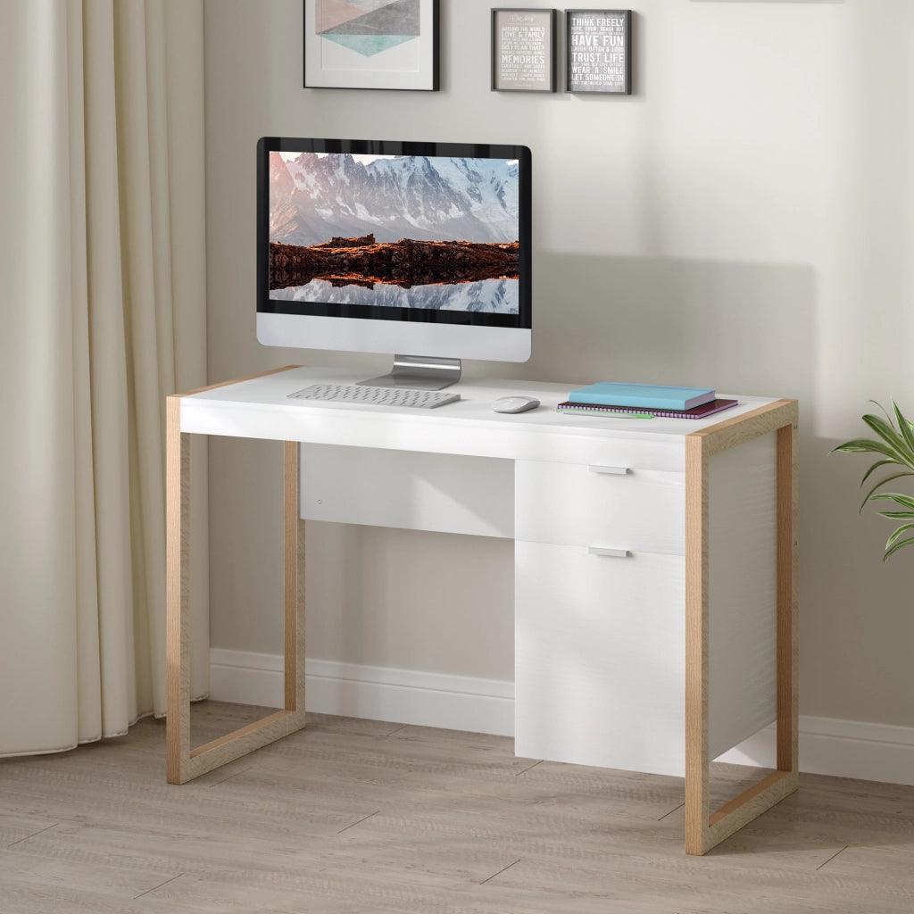 Scrivania Moderna con Cassetto ¨C Zephmum ¨C Bianco 112.5x50x75.5 cm