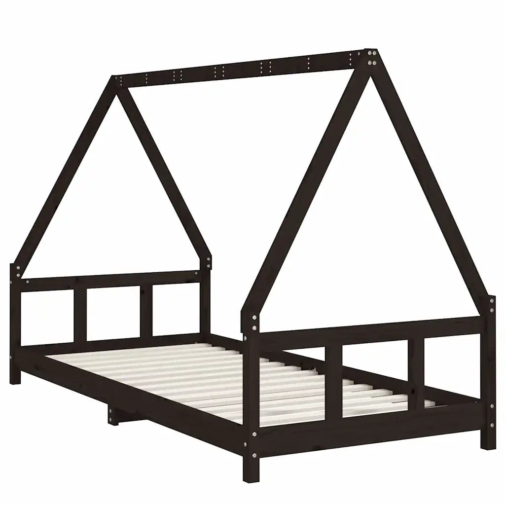 Giroletto per Bambini-Struttura Letto Bambini Nero 90x200 cm in Legno Massello di Pino 134562