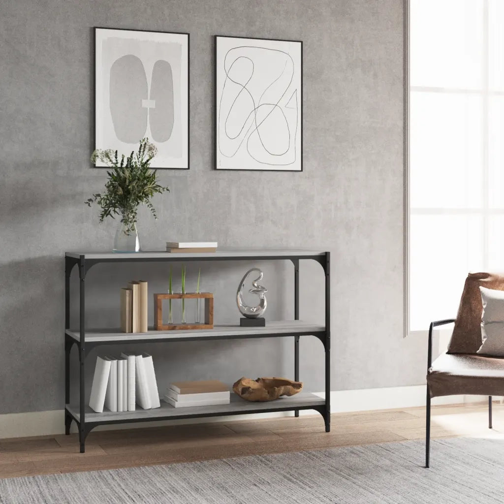 Libreria-Scaffale per Libri-Mobile di Stoccaggio Grigio Sonoma 100x33x70,5 cm Legno Multistrato Acciaio