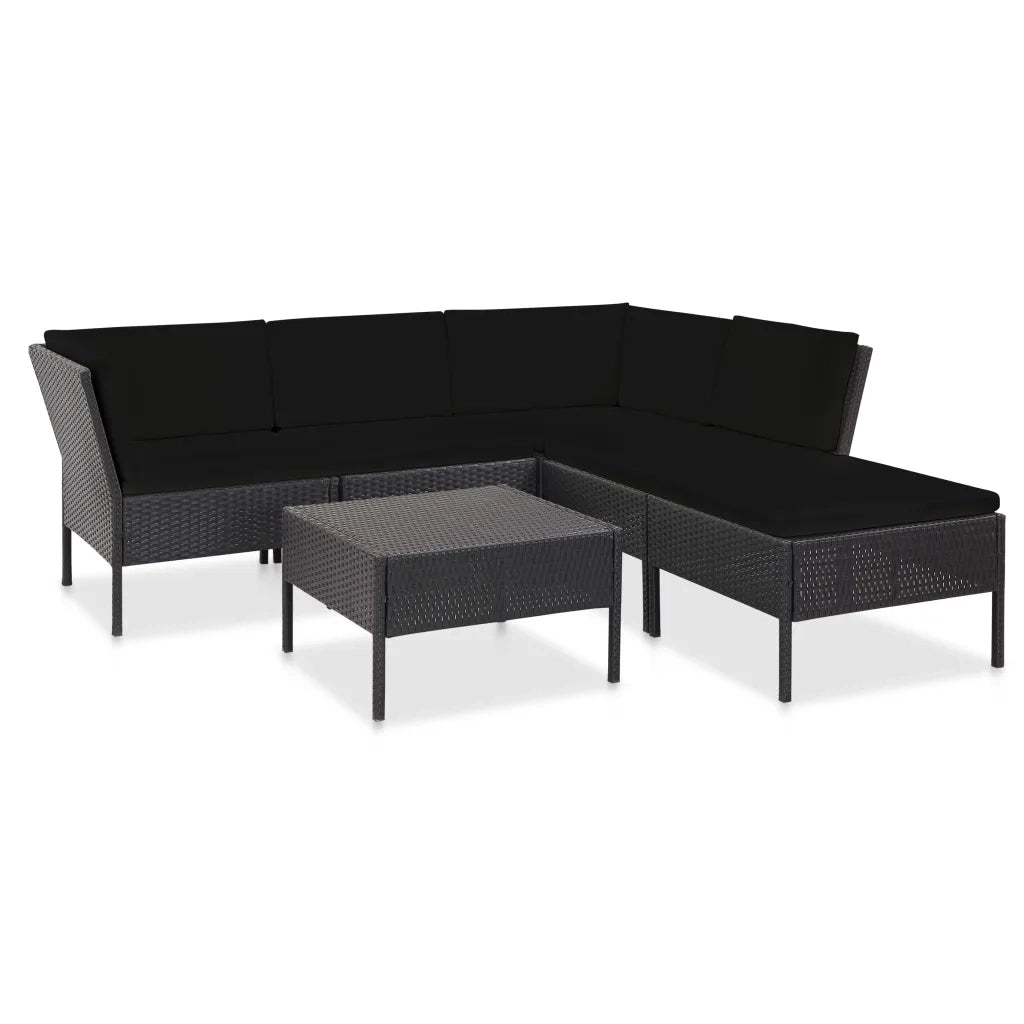 Set Divani da Giardino 6 pz con Cuscini in Polyrattan Nero cod mxl 31561