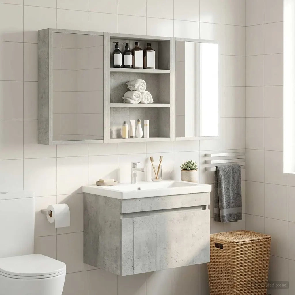 Armadio da bagno a muro Grigio Cemento 40 x 10 x 50 cm