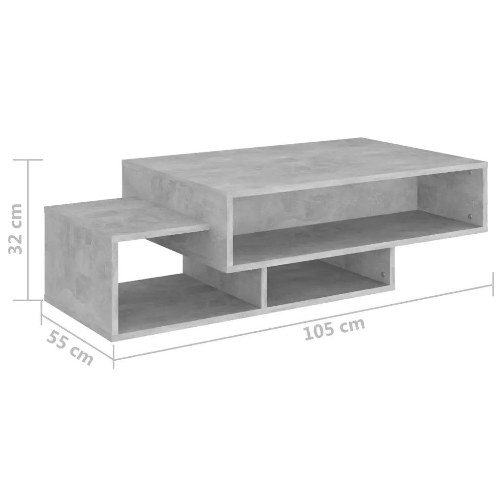 Tavolino da Salotto Grigio Cemento 105x55x32 cm in Truciolato 808526